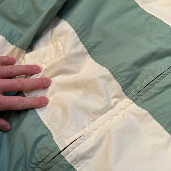 Women's Vintage 80's Izod Club Green White Striped Crop Work Jacket Sz Medium - Picture 7 of 8